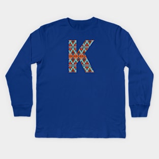 Letter K- boho design Kids Long Sleeve T-Shirt